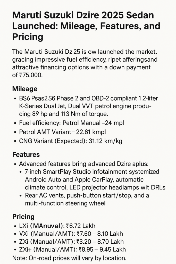 Maruti Suzuki Dzire 2025 Launched 1